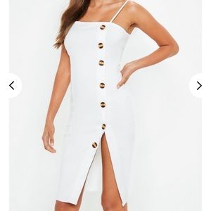 White midi dress with buttons!